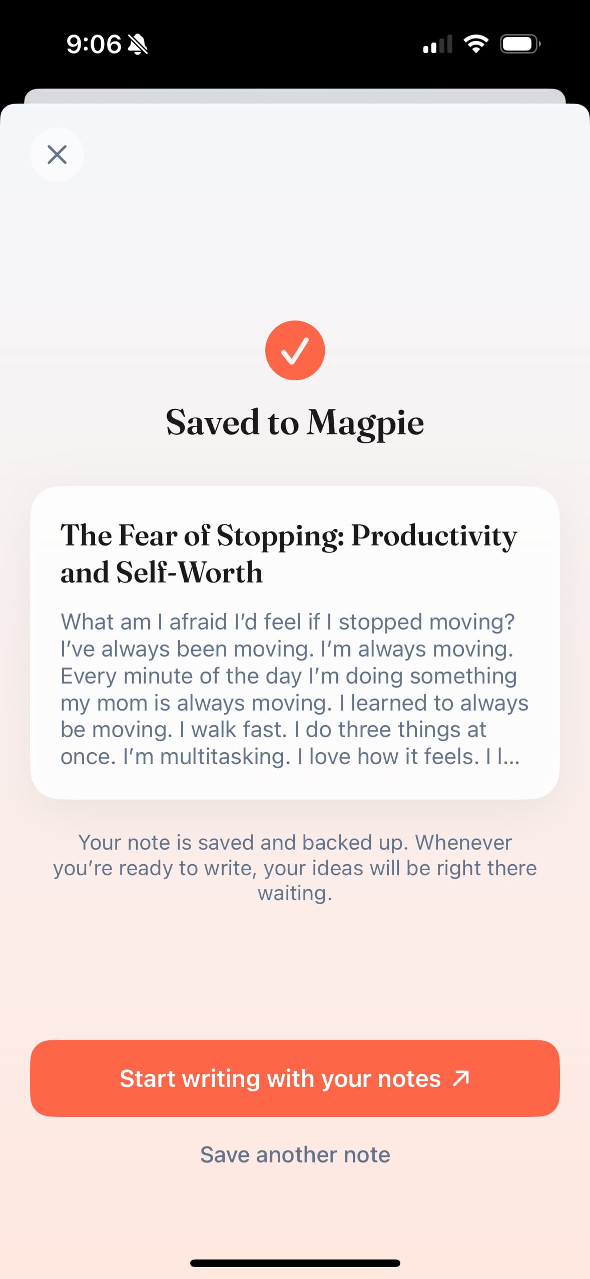 Magpie homepage showing 'Stop losing your best ideas'